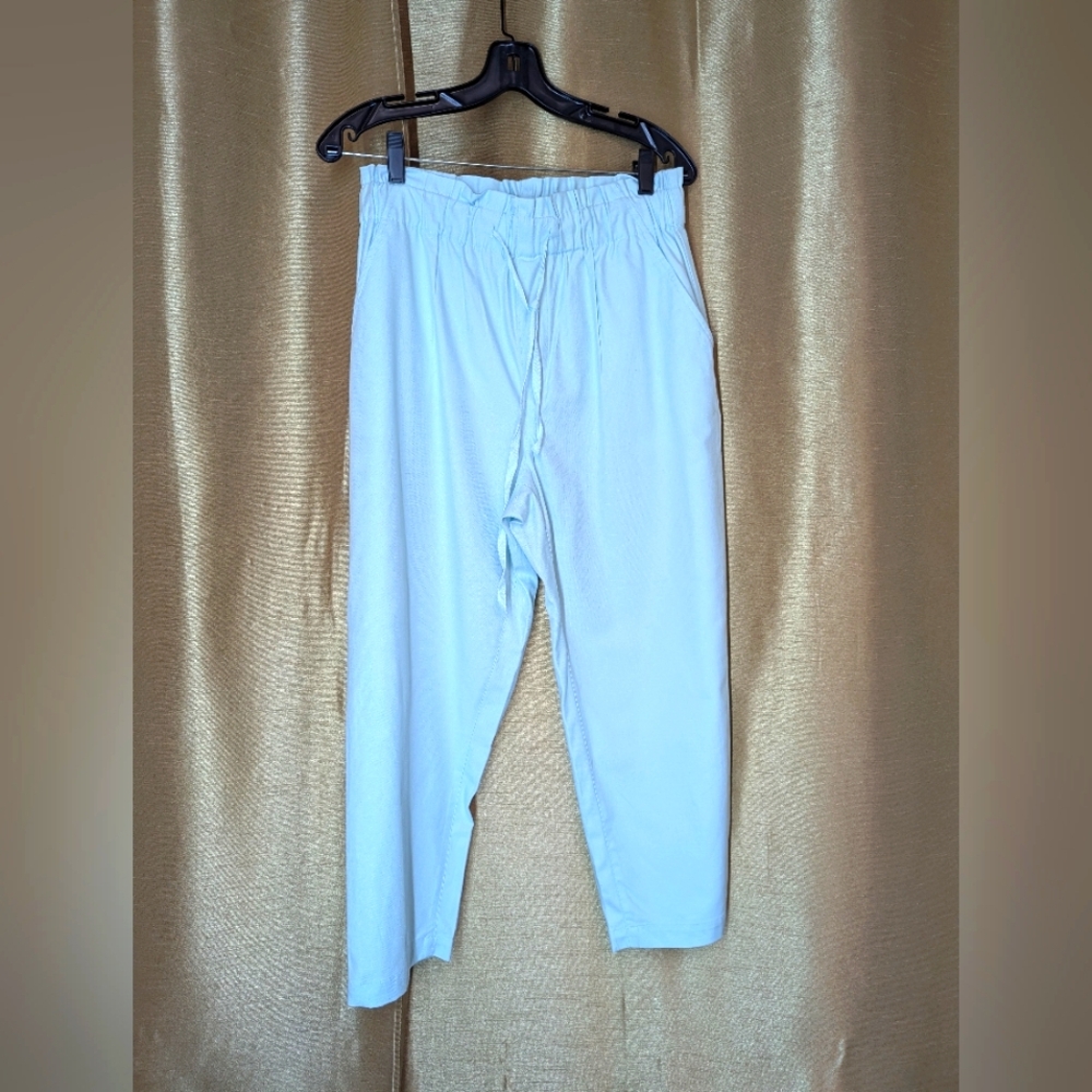 Women's Pale Blue Pants Inseam 23" Petite High Rise Straight Leg Size M.P.